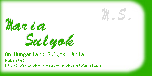 maria sulyok business card