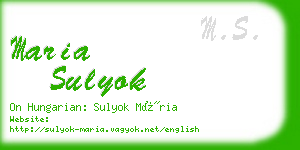 maria sulyok business card
